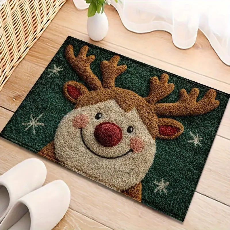 Christmas Welcome Mat - Gingerbread Reindeer Non-Slip Doormat