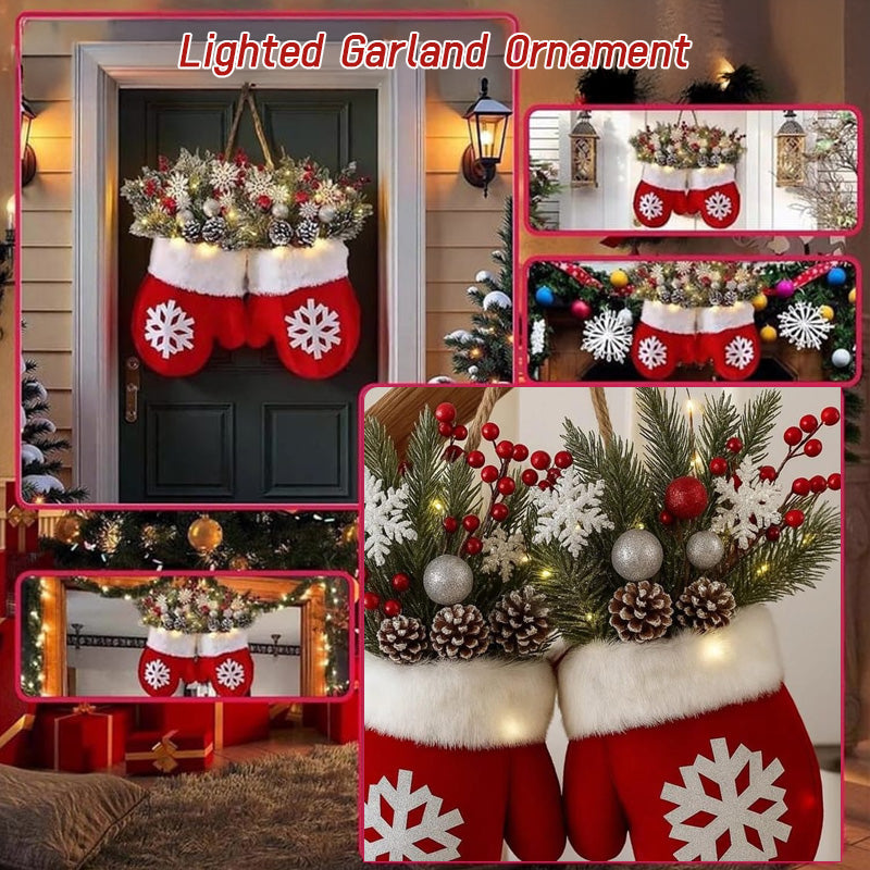 Creative Glove-Shaped Christmas Garland - Festive Door & Window Decoration for Holiday Parties