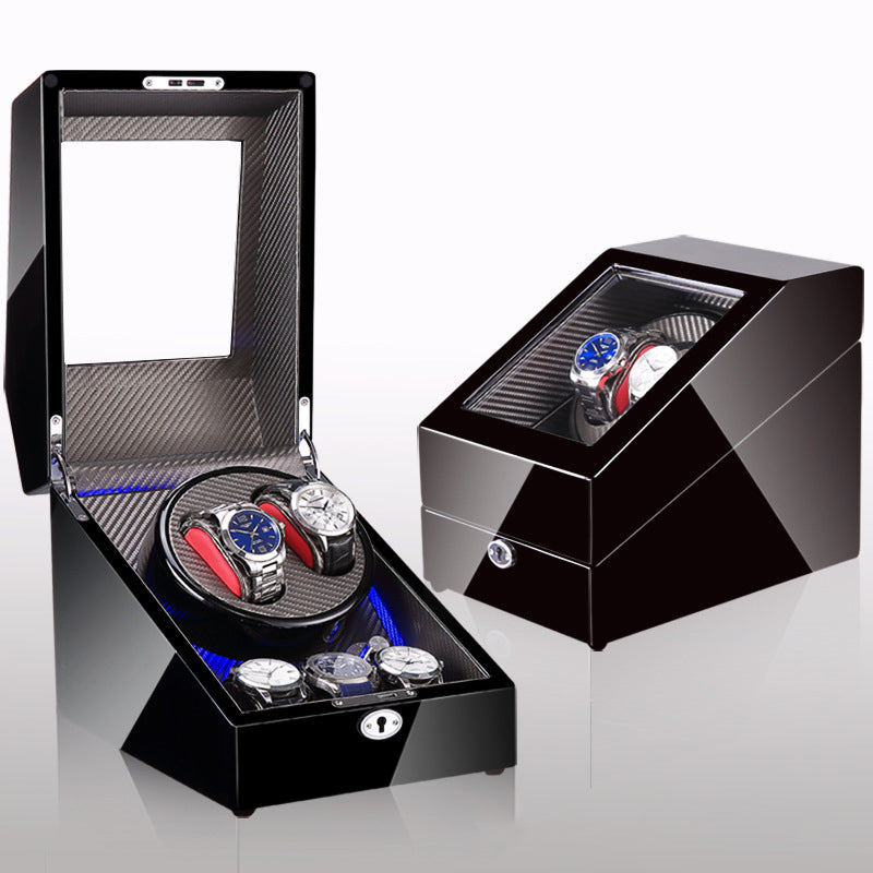 Luxury Automatic Watch Winder Box – Silent Motor, LED Light & Storage | Single Watch Display Case