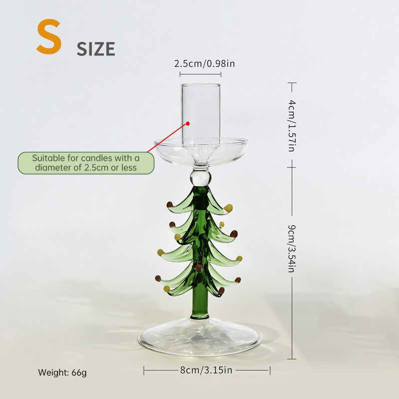Nordic Glass Candle Holder - Christmas Tree Borosilicate Tabletop Decor