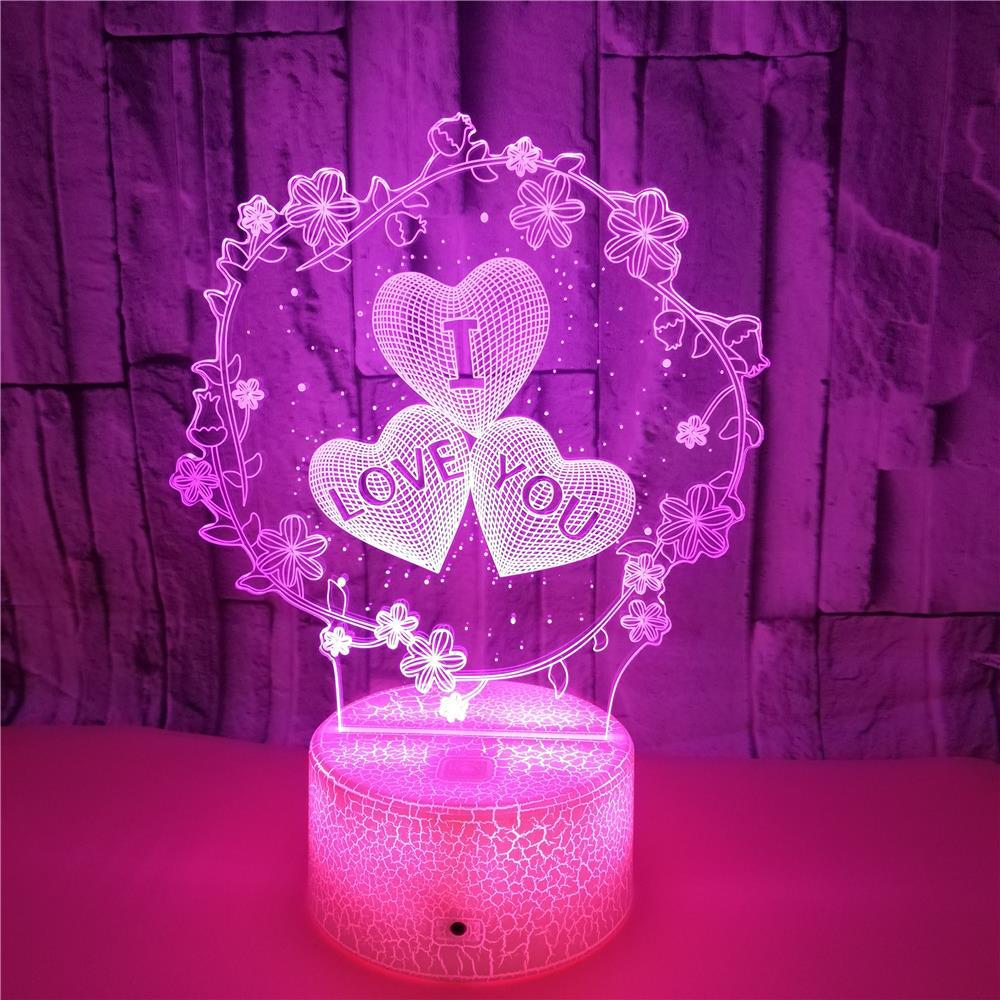 3D LED Love Lamp - I LOVE YOU Pattern Touch Control for Valentine's Day & Wedding Gift