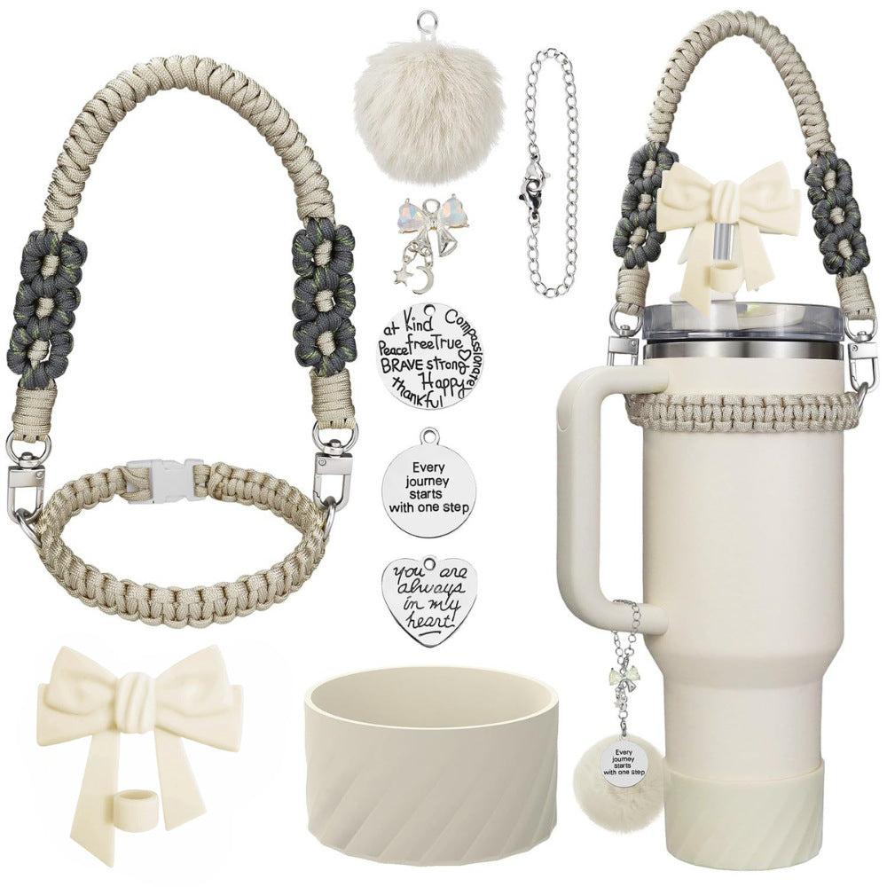 Stanley 40oz Accessories Set - Braided Handle Rope, Bow Straw Cap & Pom Pom Pendant