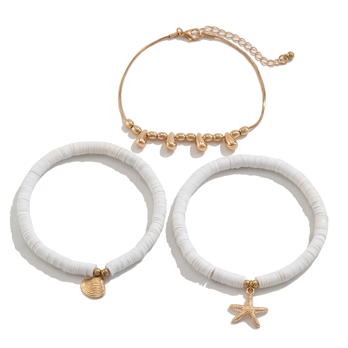 Starfish Ceramic Ankle Chain Set - Beach Multi-Layer Copper Anklet