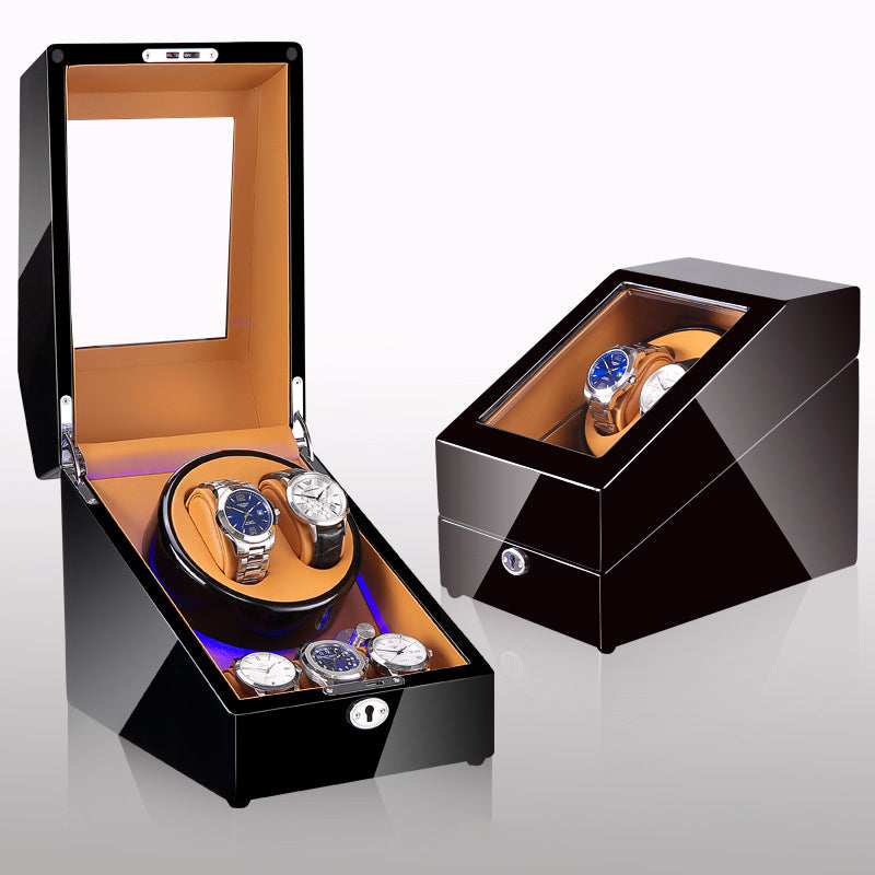 Luxury Automatic Watch Winder Box – Silent Motor, LED Light & Storage | Single Watch Display Case