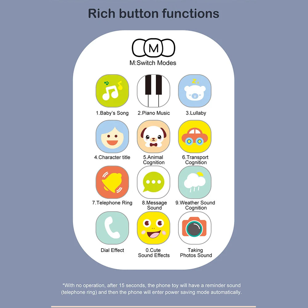 Baby Musical Phone Toy – Soft Light & Sound Learning Phone with Teether | Infant Early Education Toy