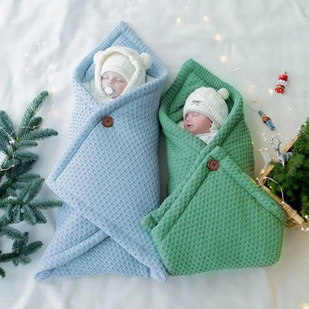 Knitted Winter Baby Sleeping Bag – Warm Newborn Cocoon Swaddle for Stroller & Crib