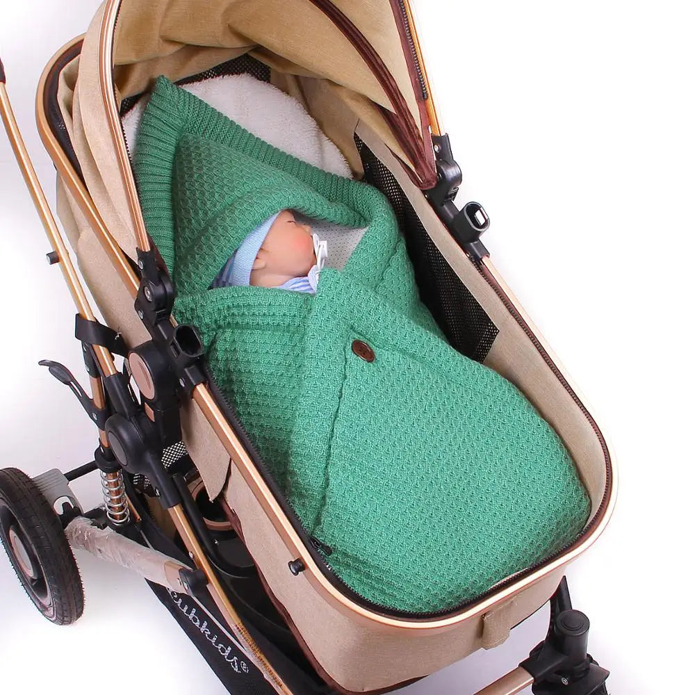 Knitted Winter Baby Sleeping Bag – Warm Newborn Cocoon Swaddle for Stroller & Crib