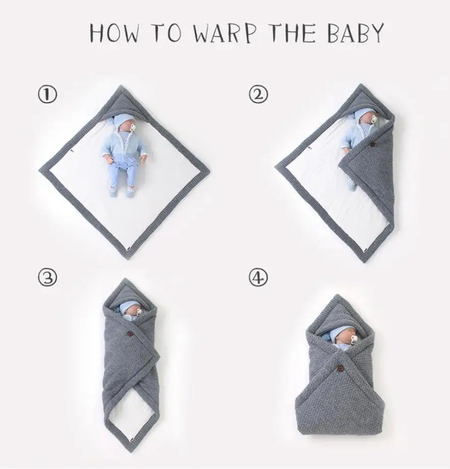 Knitted Winter Baby Sleeping Bag – Warm Newborn Cocoon Swaddle for Stroller & Crib