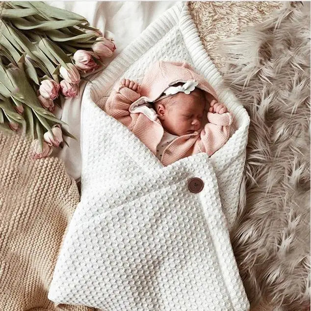 Knitted Winter Baby Sleeping Bag – Warm Newborn Cocoon Swaddle for Stroller & Crib