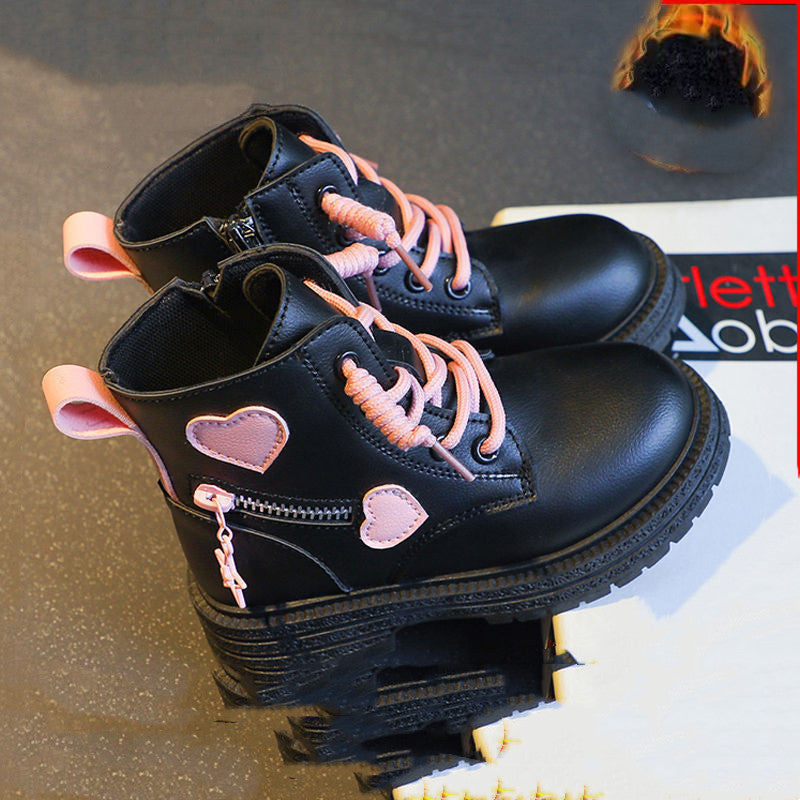 Girls Winter Boots - British Style Short Boots with Cotton Lining | Kids Warm Shoes