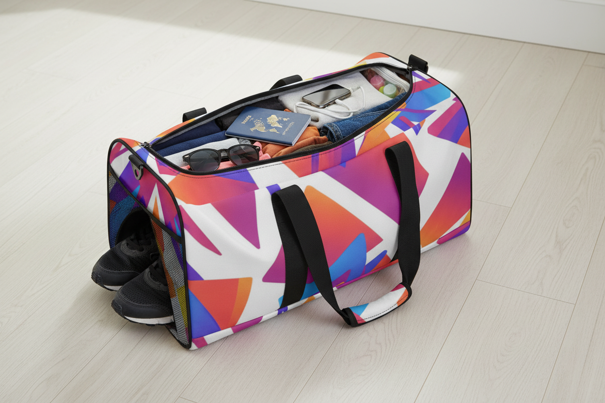 Lightweight Polyester Duffel Bag – Adjustable Padded Shoulder Strap