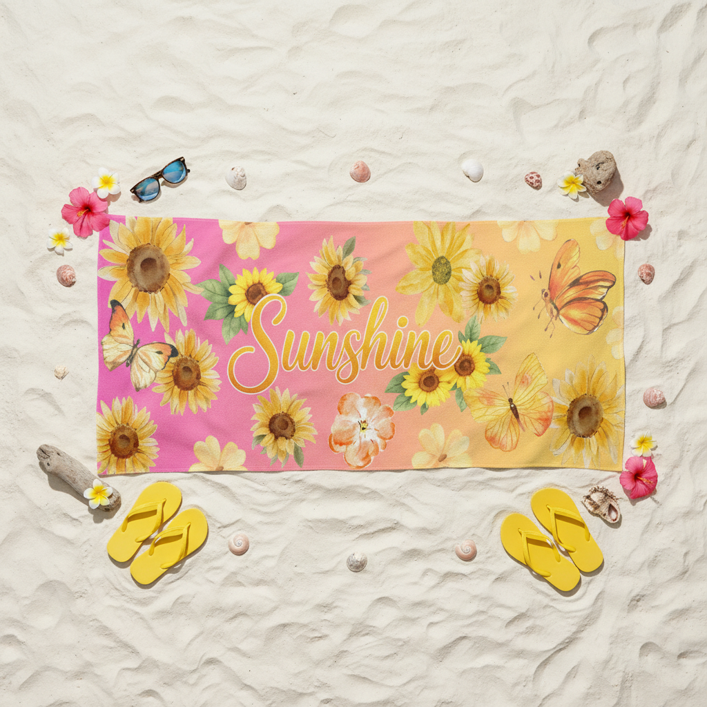 Flat lay toalla Sunshine en arena