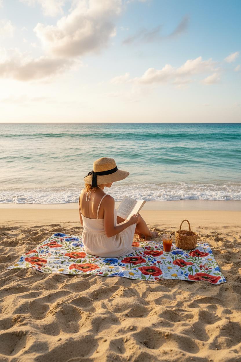Wildflower Beach Towel – Poppy & Daisy Floral Print